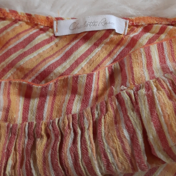 Striped Runched Bandeau Tie Back Charlotte Russe Top - Picture 8 of 8